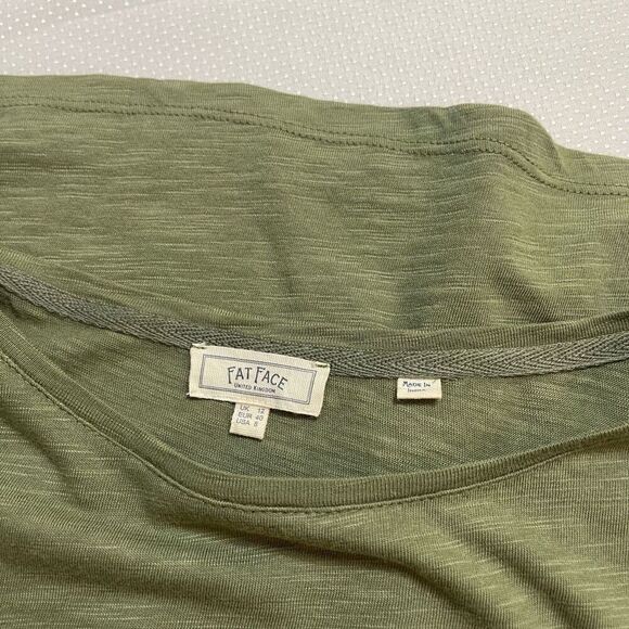 Fat Face Dark Olive Green T-Shirt Blouse Top Size 8 - Picture 4 of 5